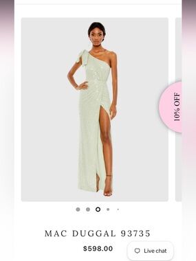 One Shoulder Mint Sequin Evening Gown